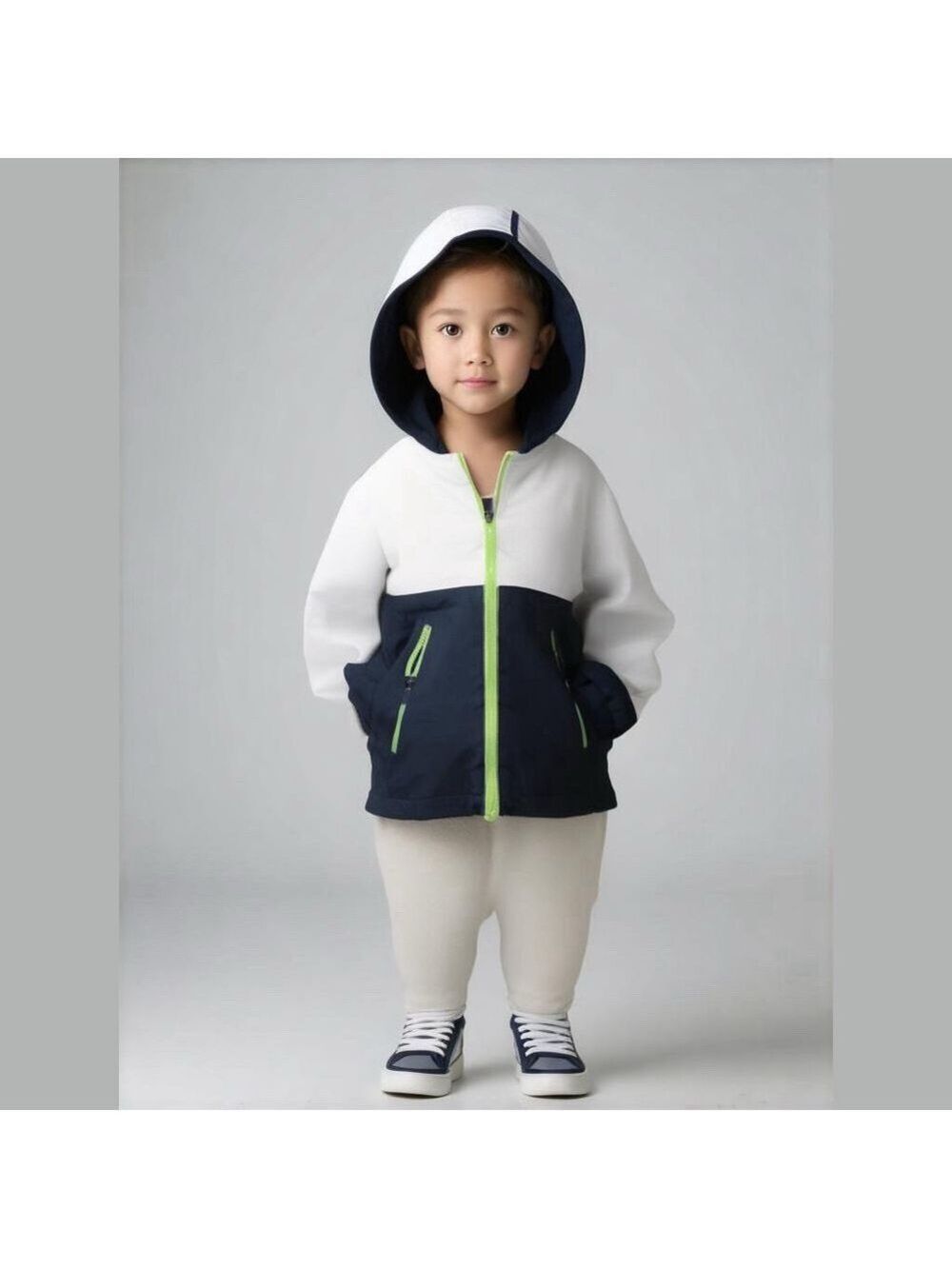 Tommy Bahama Youth Boys Size XS 4 White Blue Hooded Windbreaker Jacket EUC